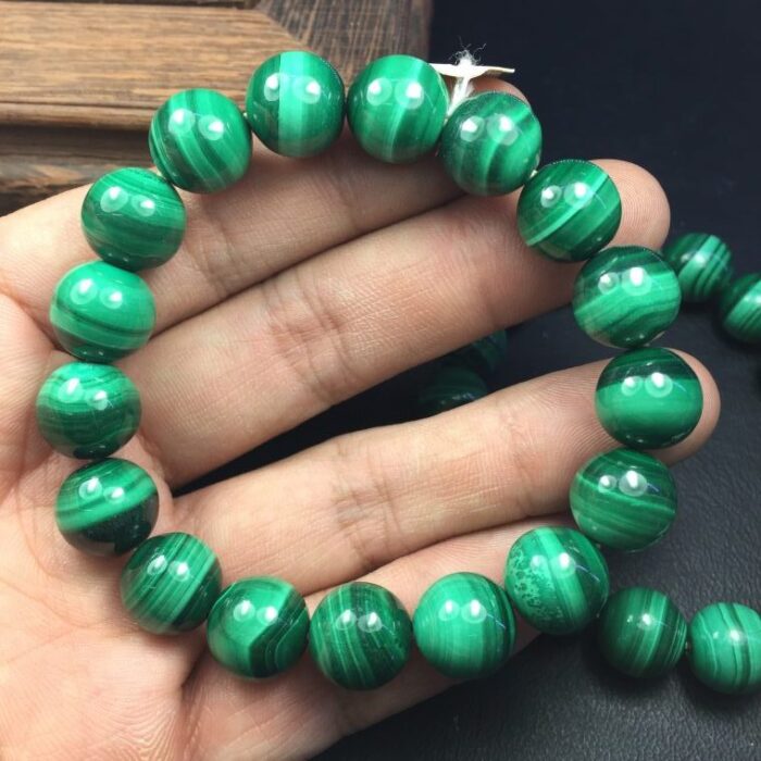 Vòng tay phong thủy đá lông công malachite (7013)